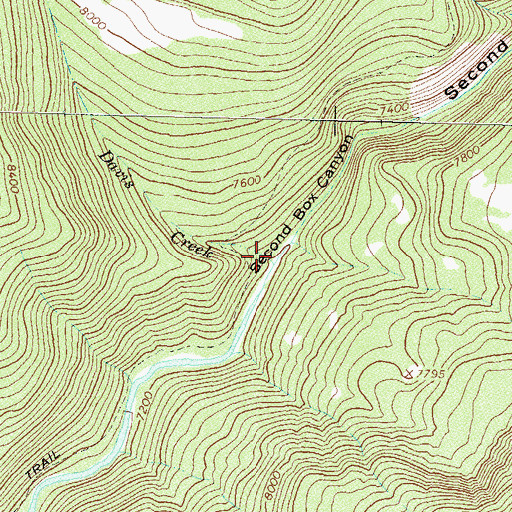 Topographic Map of Davis Creek, CO