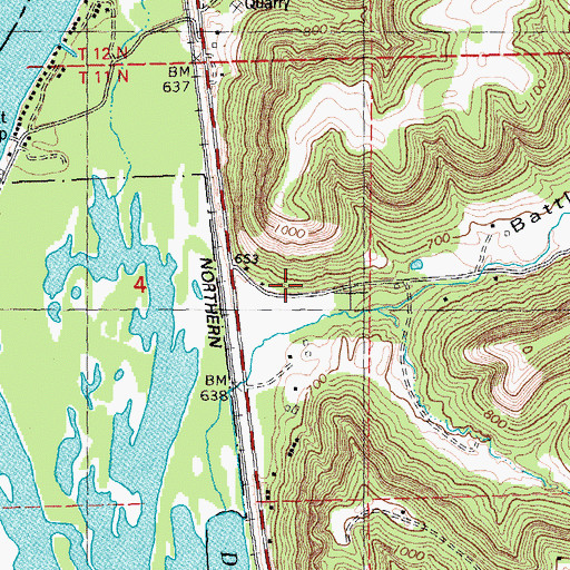 Topographic Map of Battle Hollow School (historical), WI