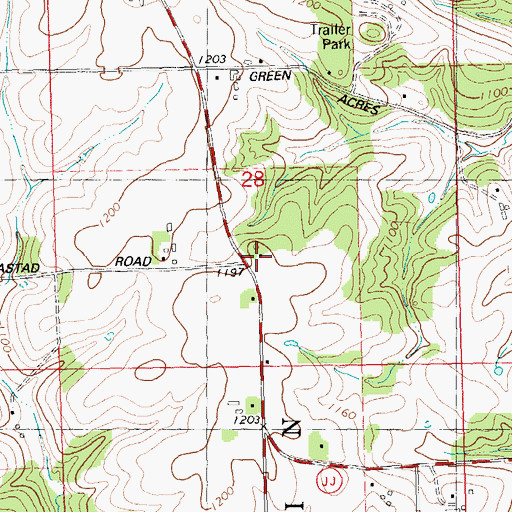 Topographic Map of Hinkst School (historical), WI
