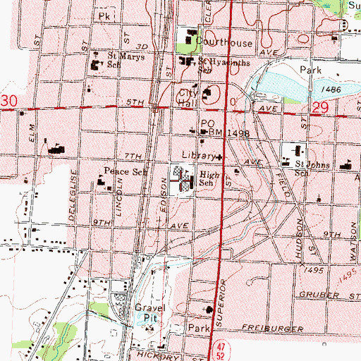 Topographic Map of Antigo Middle School, WI