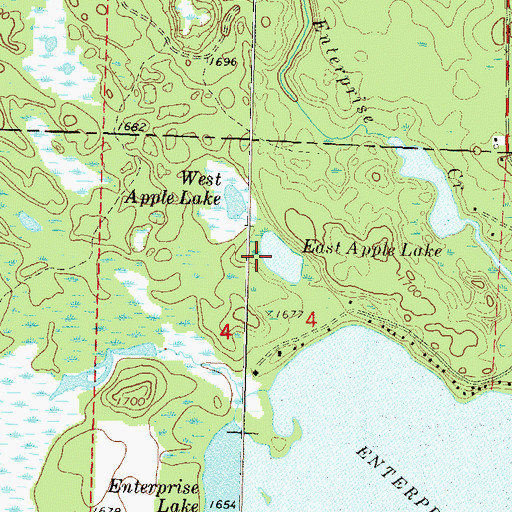 Topographic Map of Apple Lakes, WI