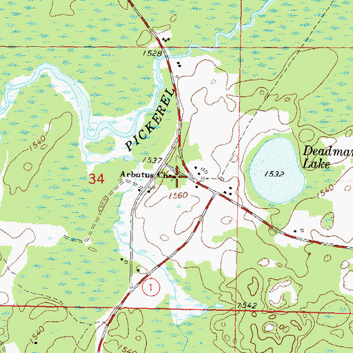 Topographic Map of Arbutus School (historical), WI