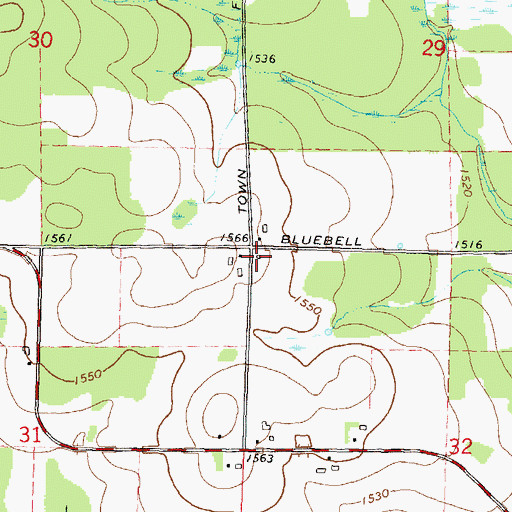 Topographic Map of Bluebell School (historical), WI