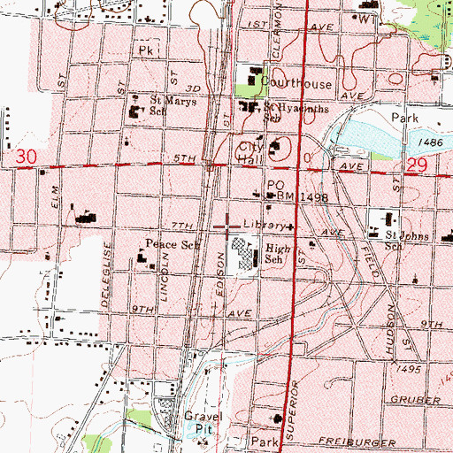 Topographic Map of Calvary English Lutheran Church (historical), WI