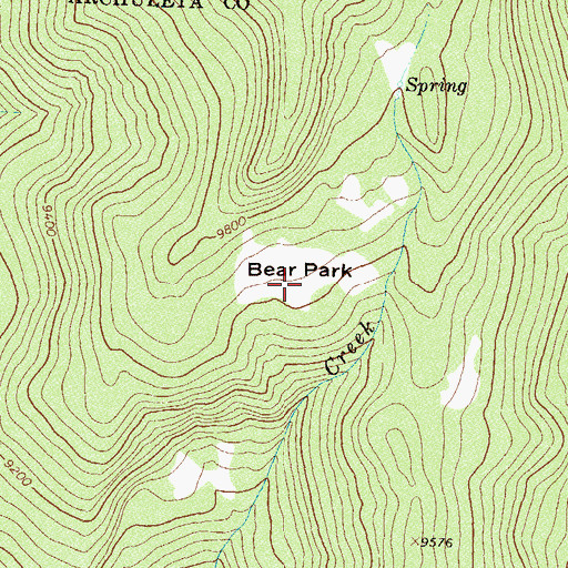 Topographic Map of Bear Park, CO