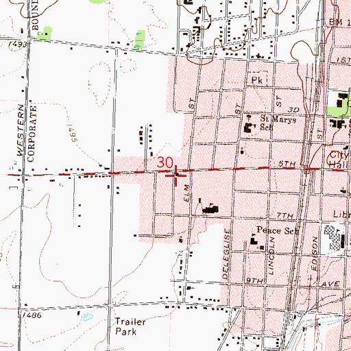 Topographic Map of Church of Christ, WI