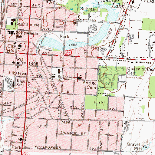 Topographic Map of East Elementary School, WI