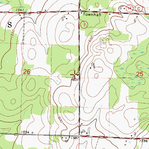Topographic Map of Elmwood School (historical), WI