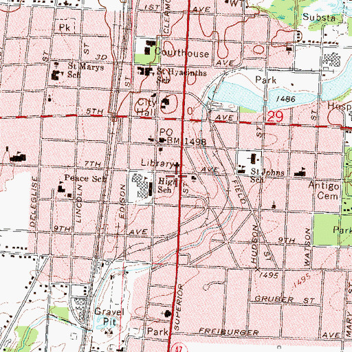 Topographic Map of First Church of Christ Scientist, WI