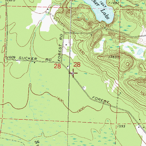 Topographic Map of Forest School (historical), WI