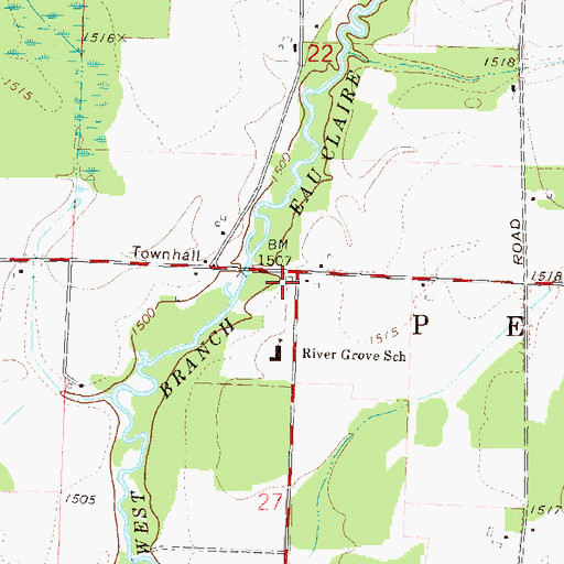 Topographic Map of Friebel School (historical), WI
