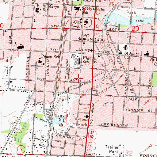 Topographic Map of Gospel Assembly of God Tabernacle, WI