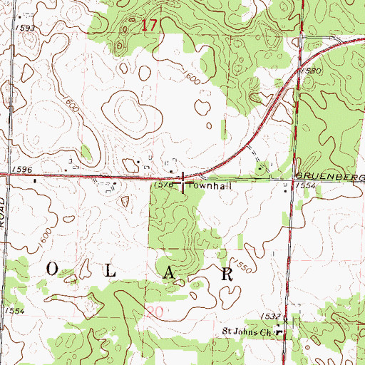 Topographic Map of Highland School (historical), WI