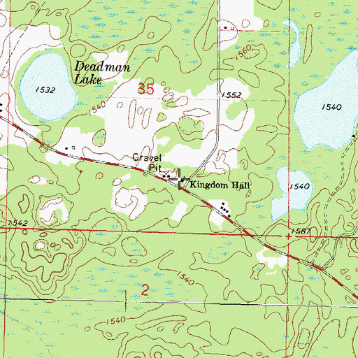 Topographic Map of Kingdom Hall, WI