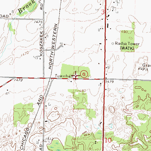 Topographic Map of Rolling Townhall, WI