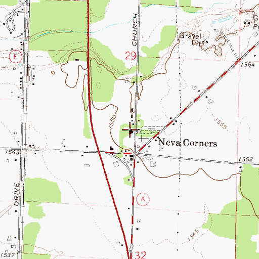 Topographic Map of Saint Wencel Catholic Church, WI
