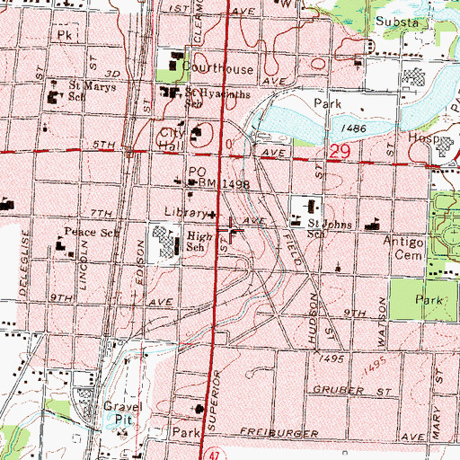 Topographic Map of Seventh Day Adventist Church, WI