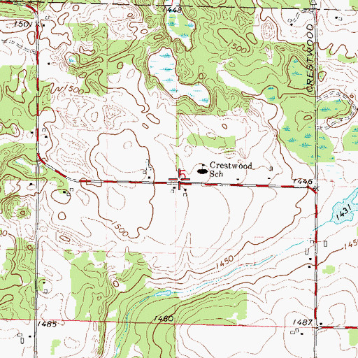 Topographic Map of Sugarbush School (historical), WI