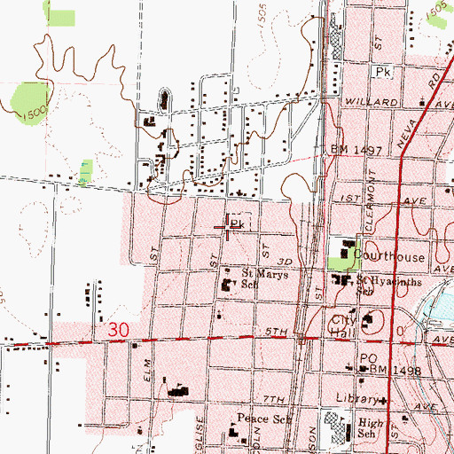 Topographic Map of Third Ward Public School (historical), WI
