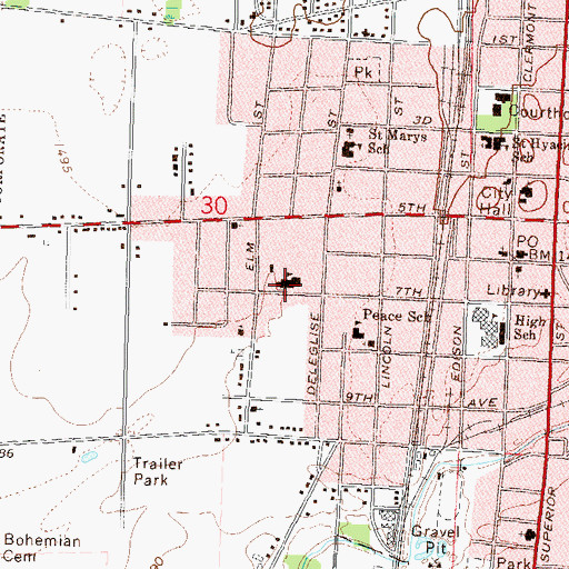 Topographic Map of West Elementary School, WI