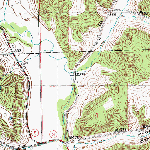 Topographic Map of Elk Run School (historical), WI