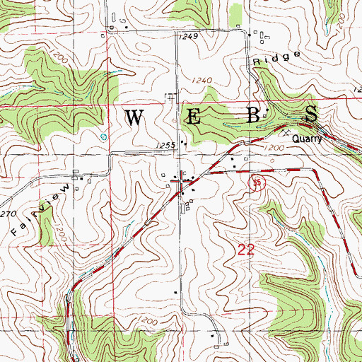 Topographic Map of Fairview School (historical), WI