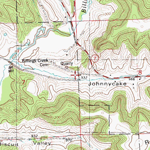 Topographic Map of Johnniecake School (historical), WI