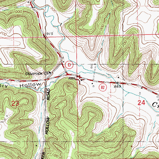 Topographic Map of Ottervale School (historical), WI