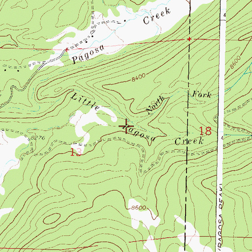 Topographic Map of North Fork Little Pagosa Creek, CO