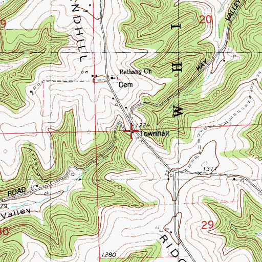 Topographic Map of Sandhill School (historical), WI