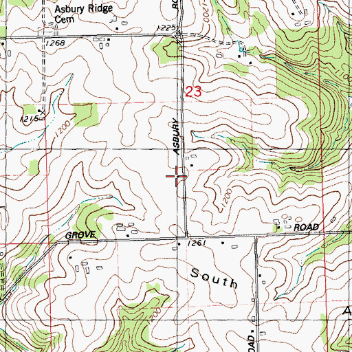 Topographic Map of Asbury School (historical), WI