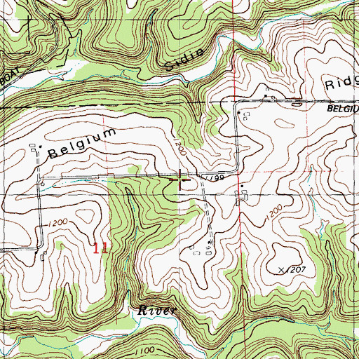 Topographic Map of Belgium Ridge School (historical), WI