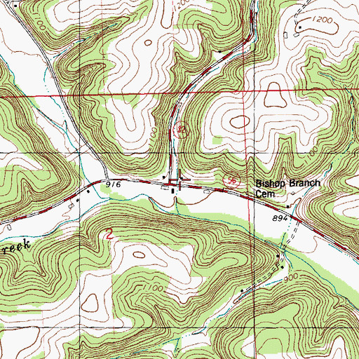 Topographic Map of Bishop Branch School (historical), WI