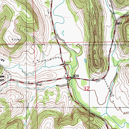Topographic Map of Brush Hollow School (historical), WI