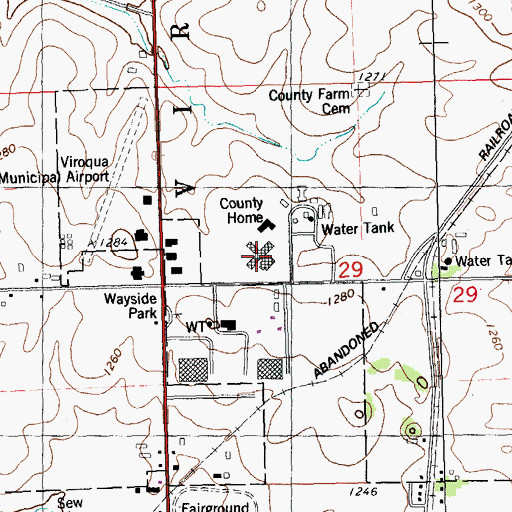 Topographic Map of Vernon County Asylum (historical), WI