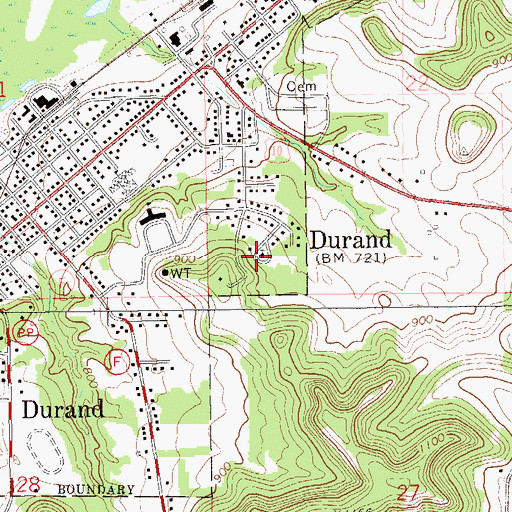 Topographic Map of Faith Lutheran Church, WI