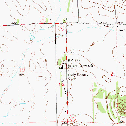 Topographic Map of Holy Rosary Church, WI