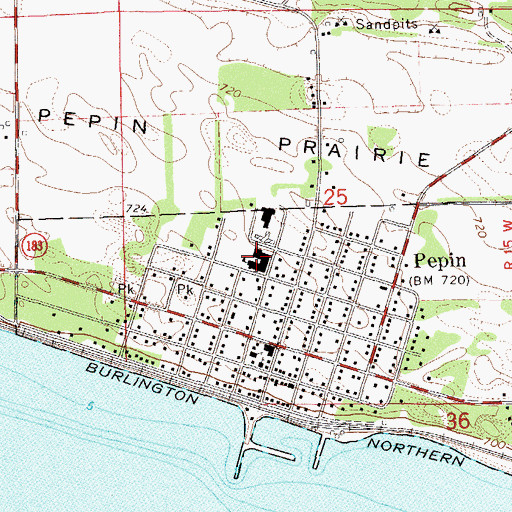 Topographic Map of Pepin High School, WI