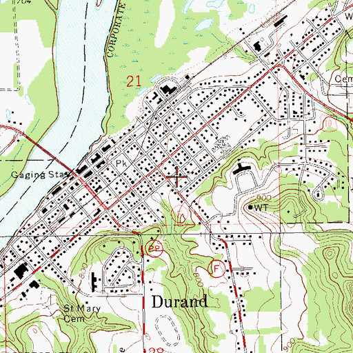 Topographic Map of Saint Johns Lutheran Church, WI