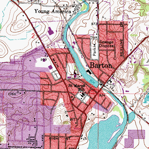 Topographic Map of Barton Elementary School, WI