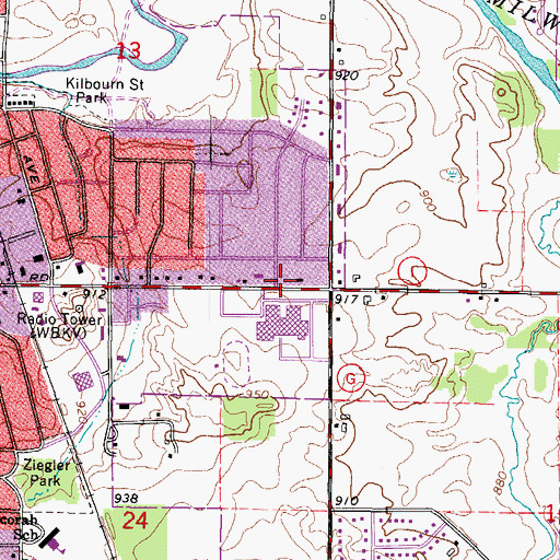 Topographic Map of Calvary Assembly of God Church, WI