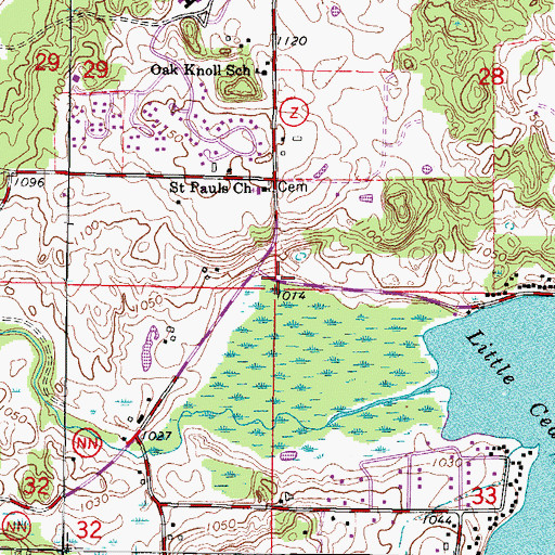 Topographic Map of Cedar Lake County Wayside Park, WI