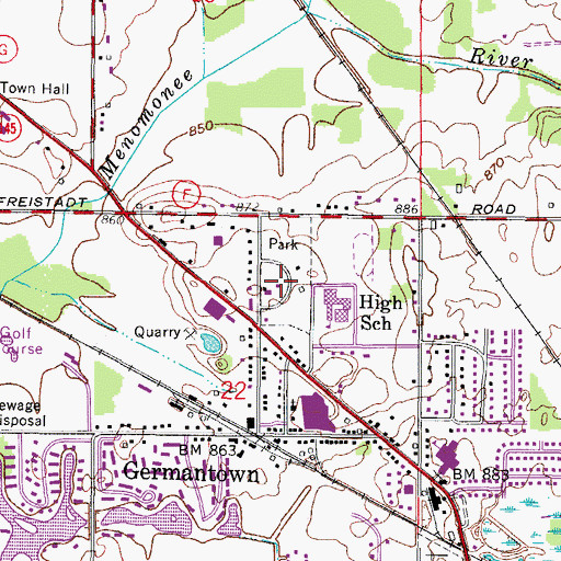 Topographic Map of Firemens Park, WI