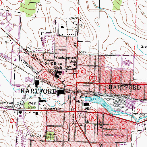 Topographic Map of First Evangelical United Brethren Church (historical), WI