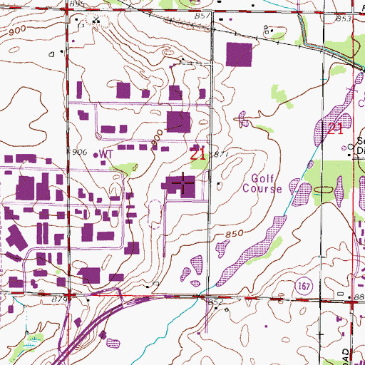 Topographic Map of Germantown High School, WI