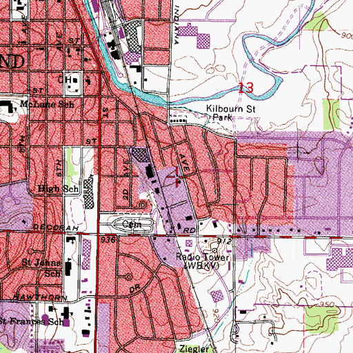Topographic Map of Grace Christian Settlement Church, WI