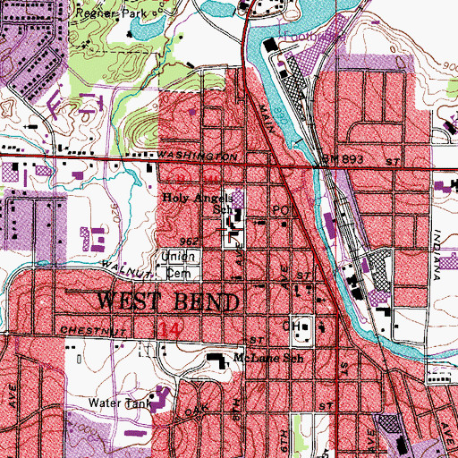 Topographic Map of Holy Angels Catholic Church, WI