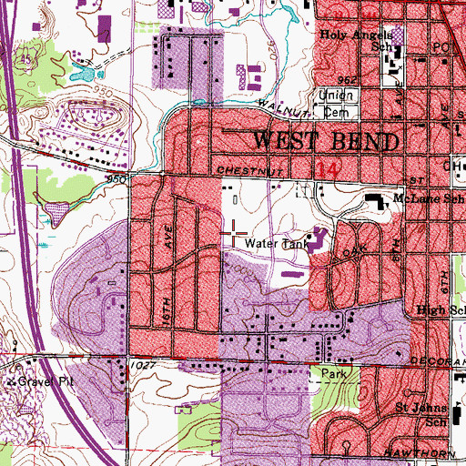 Topographic Map of Kenny Park, WI