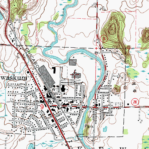 Topographic Map of Kewaskum High School, WI