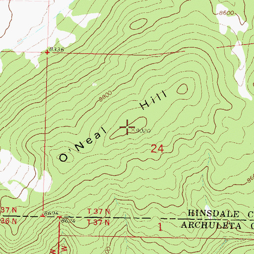 Topographic Map of O'Neal Hill, CO